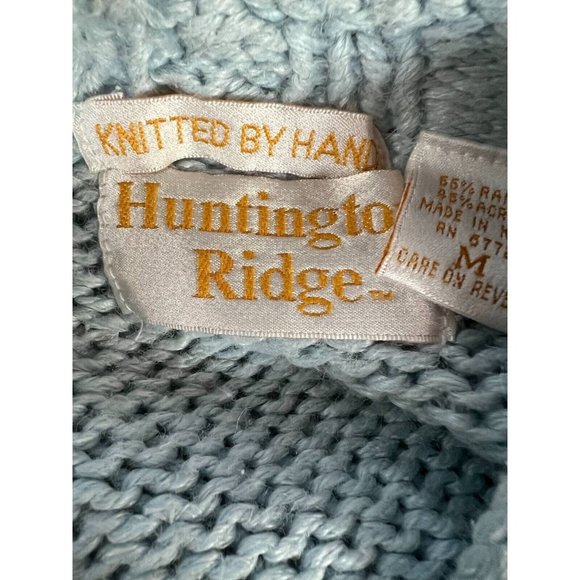 Vintage Huntington Ridge Womens Pullover Sweater Blue V Neck Chunky Hand Knit M - Picture 12 of 12